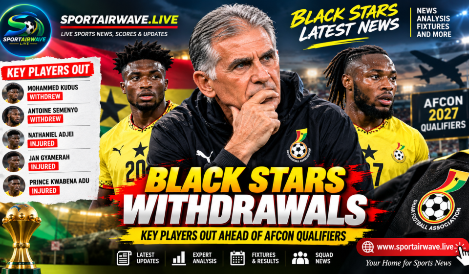 Ghana Black Stars withdrawals ahead of AFCON qualifiers