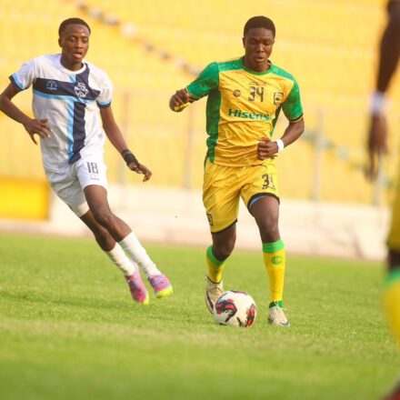 Ghana FA Cup players contesting the ball during a match; archive photo illustrating the 2026/27 preliminary round