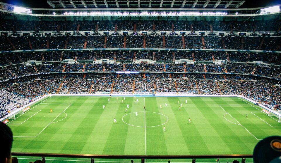Football stadium prepared for a major international league match